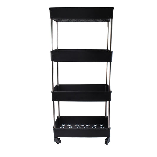 4-Layer Multi-Purpose Movable Storage Rack Trolley with Wheels – Heavy Duty Plastic Organizer - BP4U