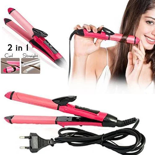 385 2 In 1 Hair Straightener And Curler Machine For Women Curl Straight Hair Iron - BP4U