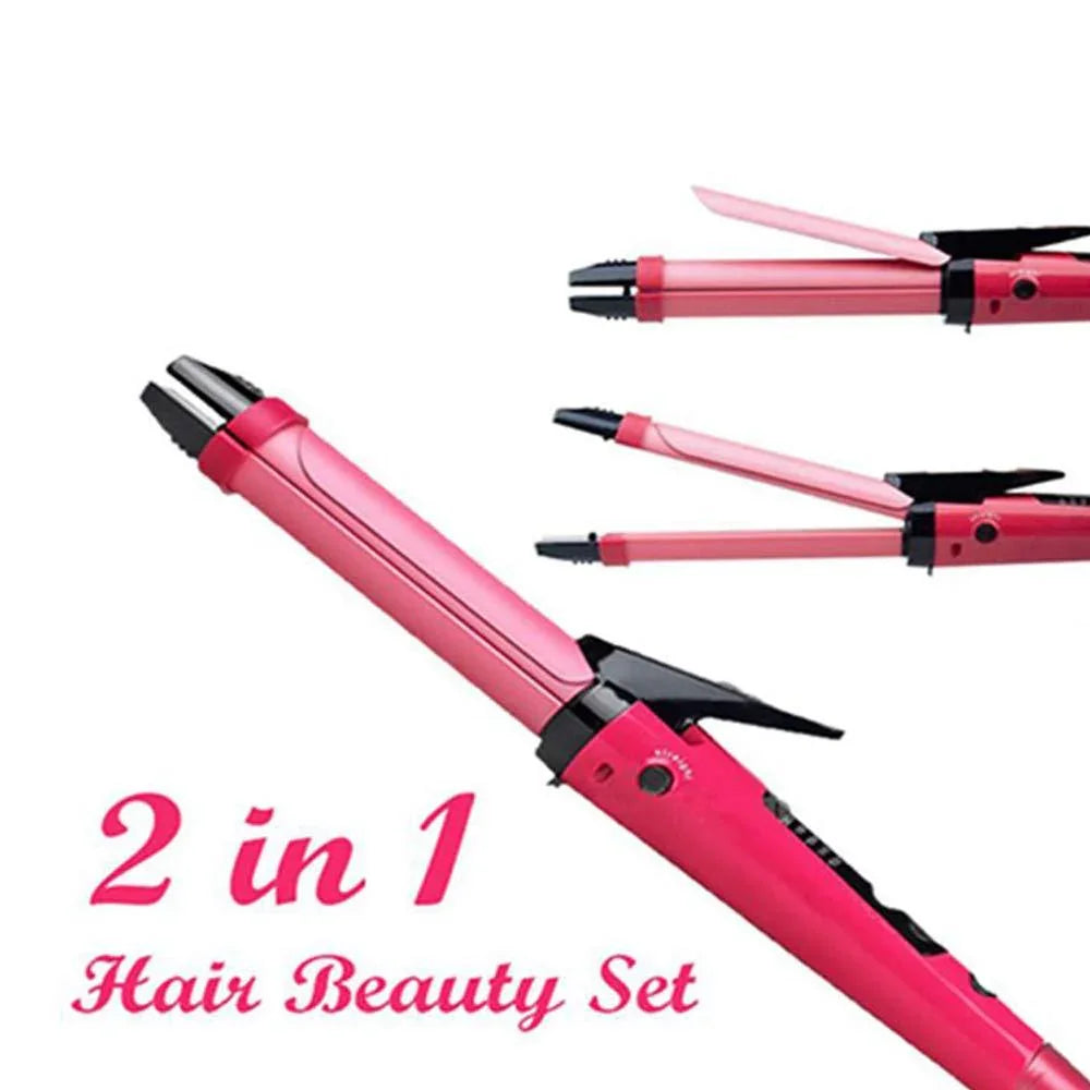 385 2 In 1 Hair Straightener And Curler Machine For Women Curl Straight Hair Iron - BP4U