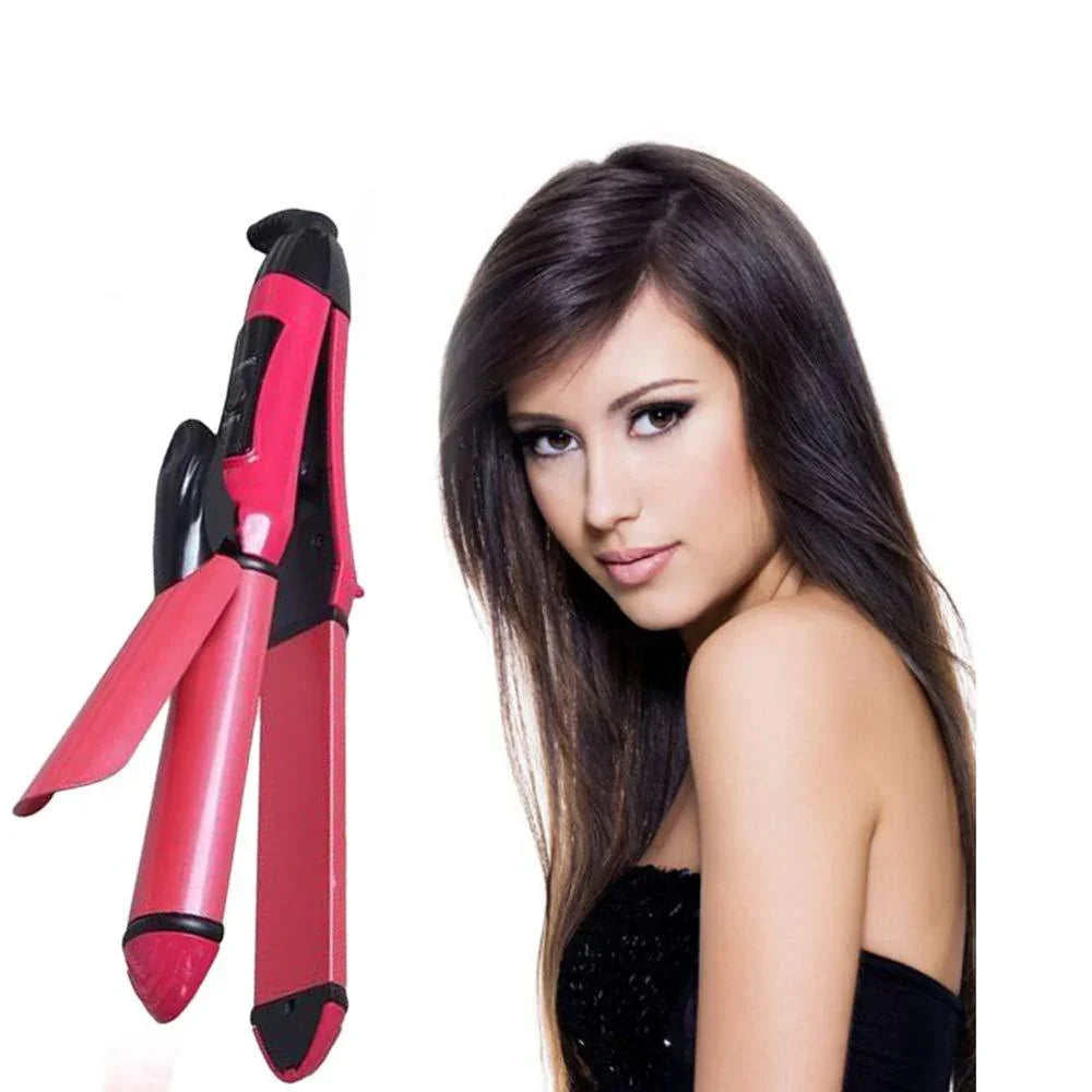 385 2 In 1 Hair Straightener And Curler Machine For Women Curl Straight Hair Iron - BP4U