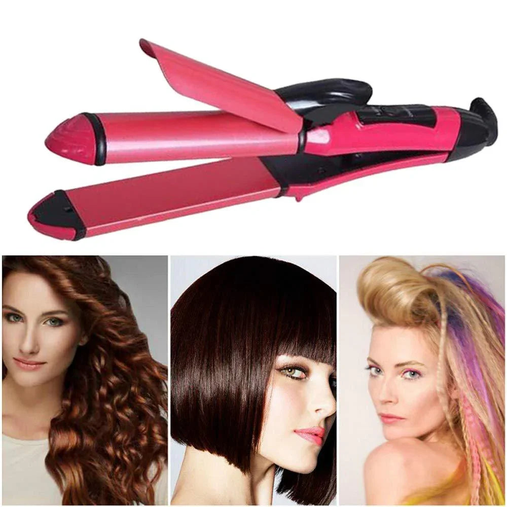 385 2 In 1 Hair Straightener And Curler Machine For Women Curl Straight Hair Iron - BP4U