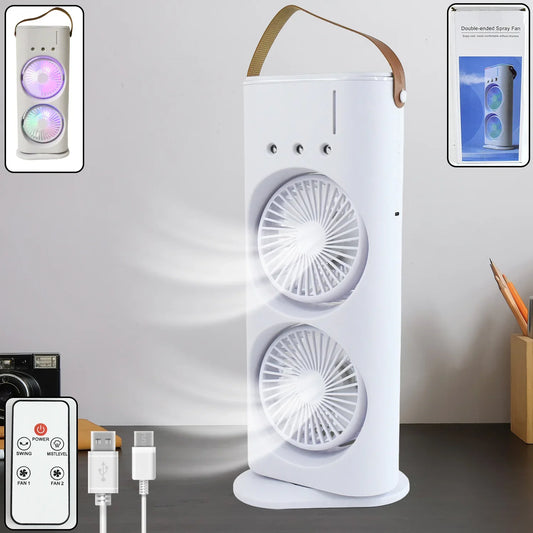 Electric Fan Desktop Double-head Powerful Air Cooler (1 Pc With Remote) - BP4U