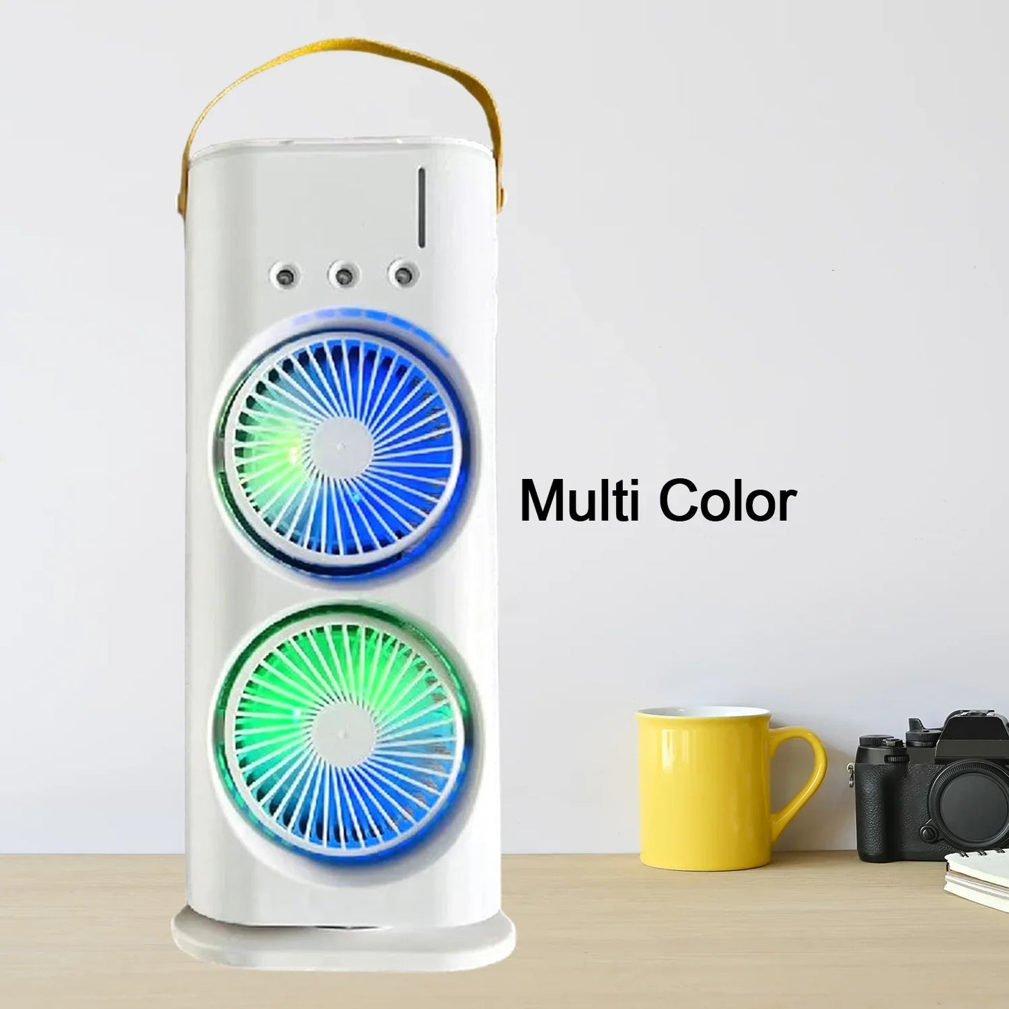 Electric Fan Desktop Double-head Powerful Air Cooler (1 Pc With Remote) - BP4U