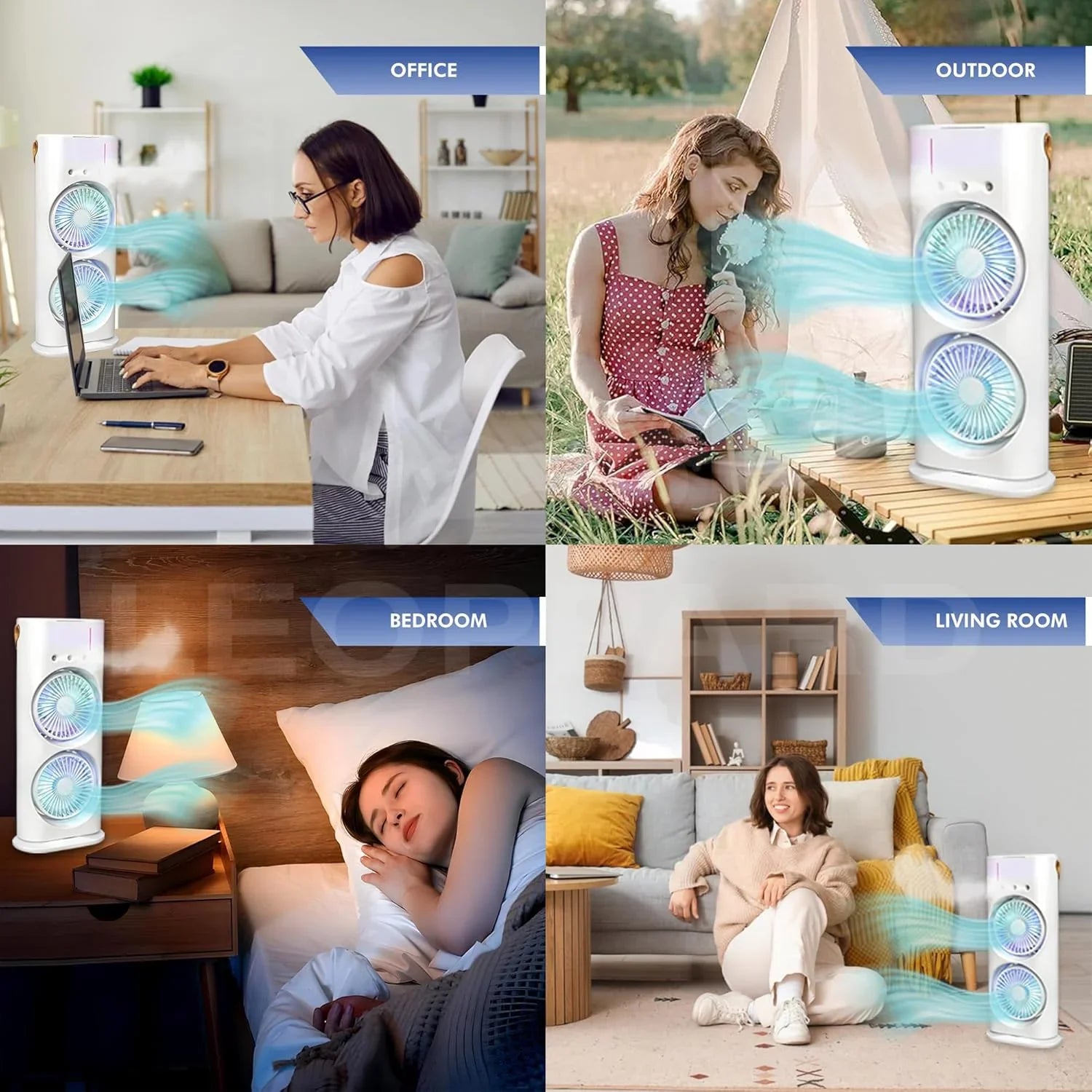 Electric Fan Desktop Double-head Powerful Air Cooler (1 Pc With Remote) - BP4U