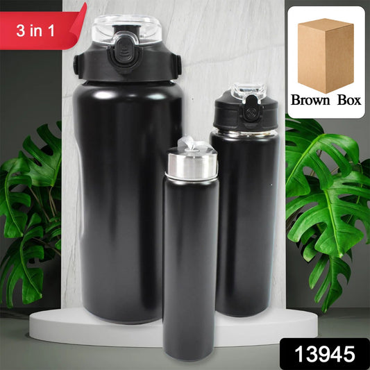 3 In 1 Stainless Steel Insulated Water Bottle Double Wall Vacuum - BP4U