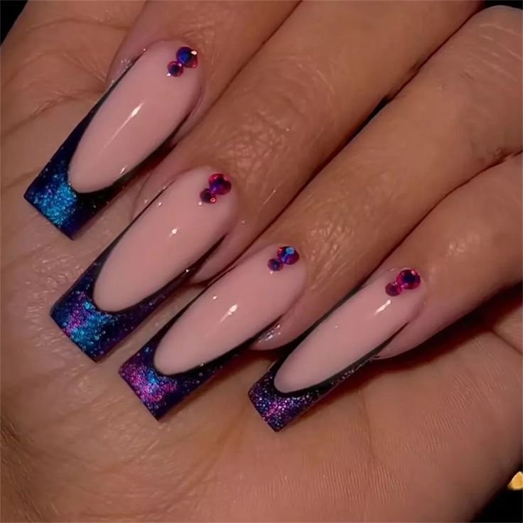 Dark Glitter French Tip